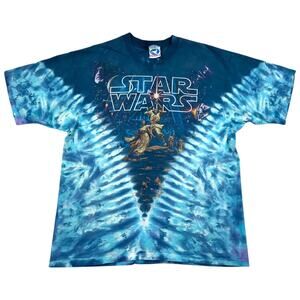 Vintage Liquid Blue Star Wars T-Shirt Men's Large Tie Dye Hildebrand LucasFilms